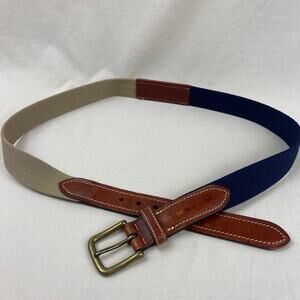 Tommy Hilfiger Wool Surcingle Belt 38 Leather 701 492 Blue Tan Brown Vtg USA